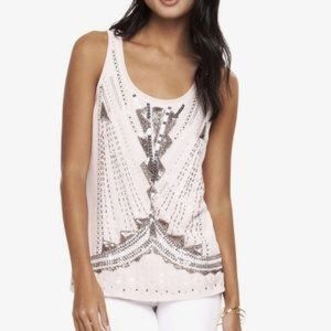 Express Chiffon Art Deco Sequin/Beaded Tank in Blush Pink